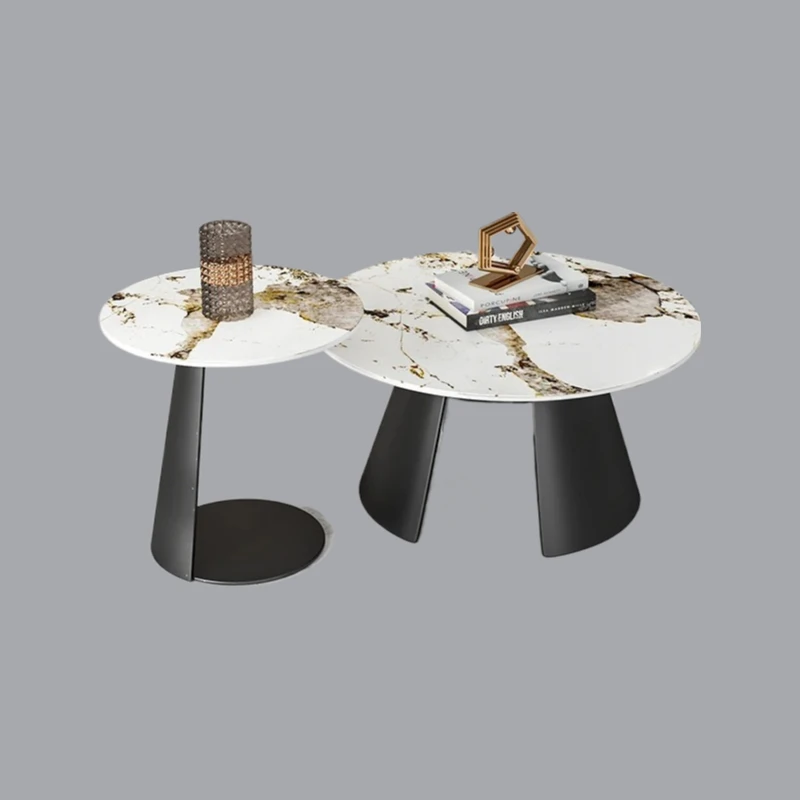 

hot sale Light luxury rock slab round coffee table side table combination modern simple