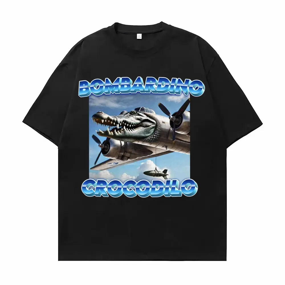 

Забавная футболка Bombardier из крокодиловой кожи, мужская одежда, винтажная уличная футболка в стиле хип-хоп, летняя хлопковая футболка унисекс с круглым вырезом и короткими рукавами