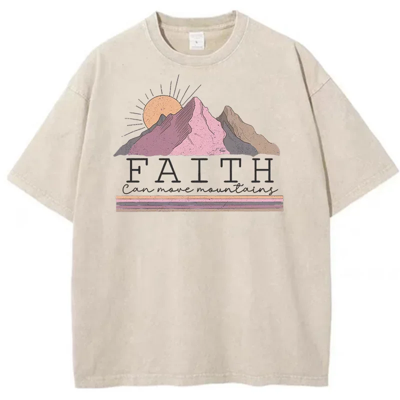 Faith Mountains Shirt Religion Tshirt Christian Bible Verse Tee Faith Inspirational Women Clothes Church Aesthetic m
