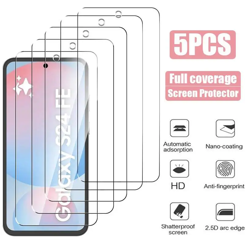 

5 шт. Защитное стекло для Samsung Galaxy S23 S24 FE S25 Ultra S21 S22 Plus, защитная пленка для экрана Samsung A16 A15 A36 A35 A56 A55