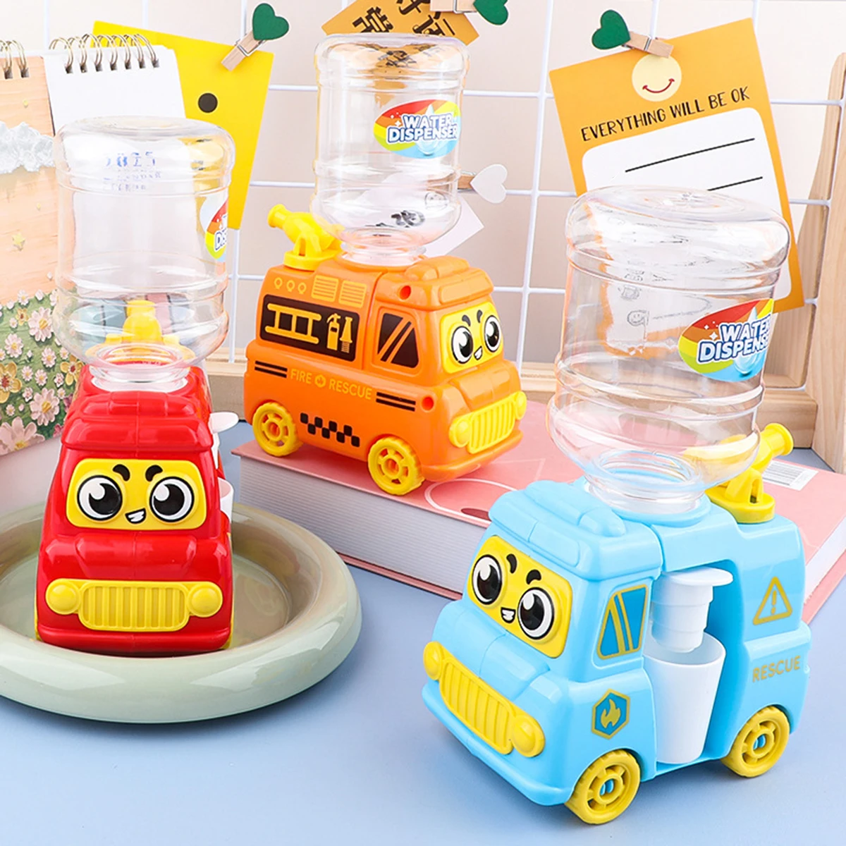 Crianças motor de incêndio dispensador de água brinquedo para meninos meninas jogar casa cozinha brinquedos divertidos simulação dispensador de água imprensa fora água