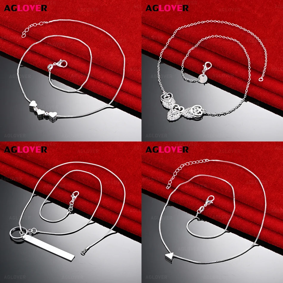

AGLOVER 925 Sterling Silver Love Water Drop Pendant Necklace Women's Creative Temperament Accessories Party Jewelry