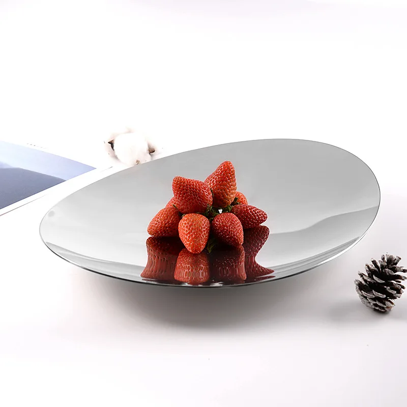 Stainless Steel Fruit Bowl, Decorative Board, Dessert Board, Table Decoration Service Tray, Home Decoration, Scandinavian Style