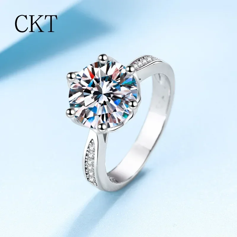 18K White Gold Luxury Platinum D Color 3 Carat Moissanite Diamond Rings for Women Pt950 High Quality Ring Wedding Fine Jewelry