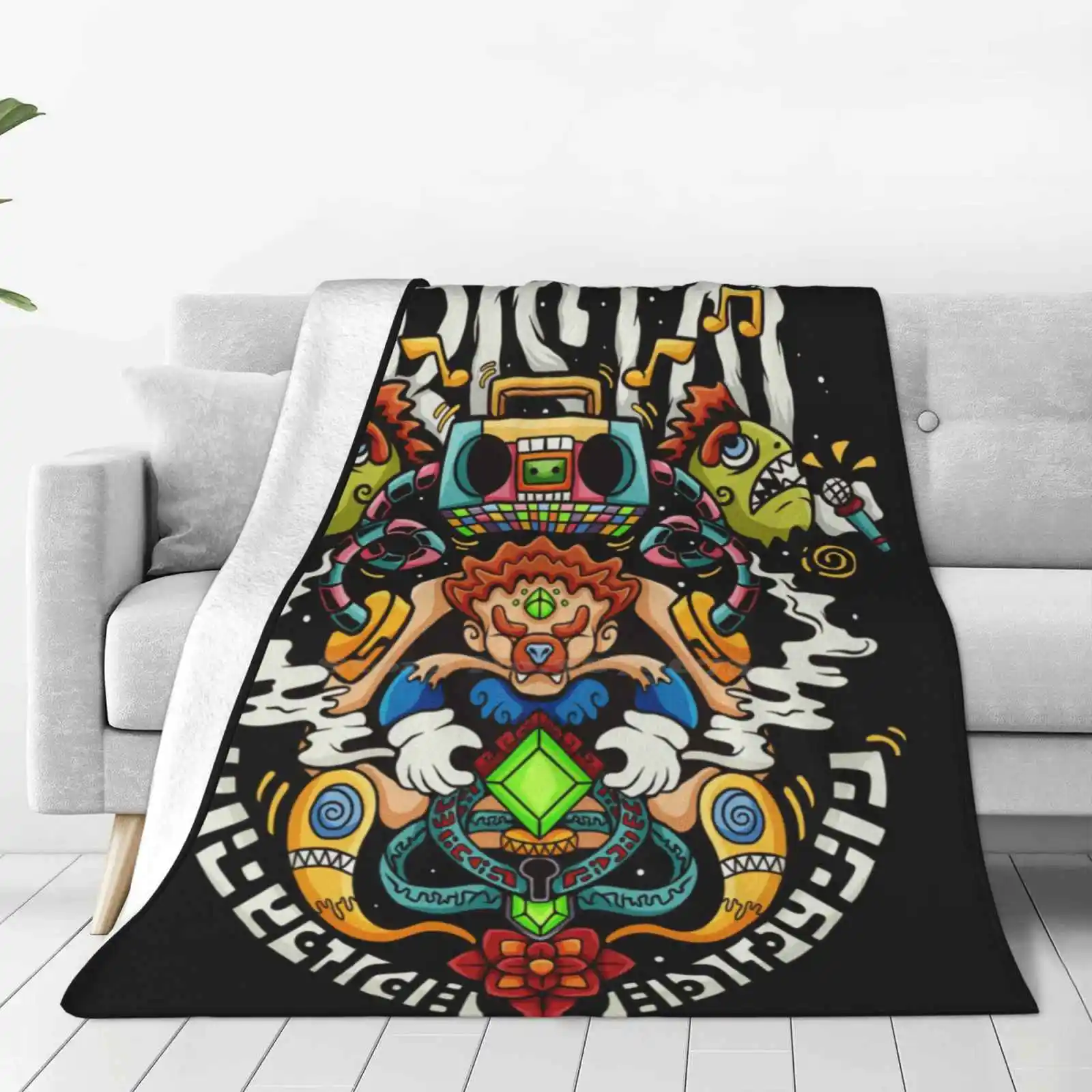 Cristal Blanket Soft Warm Travel Portable Blanket Cristal Alien Retro Cute Colorful