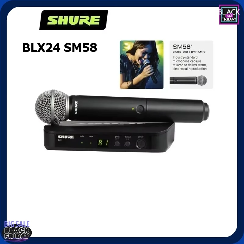 AAAAA Shure BLX24 SM58 Wireless System Microphone for Live Performances for Multiple Scenarios Professional Wireless Microphone