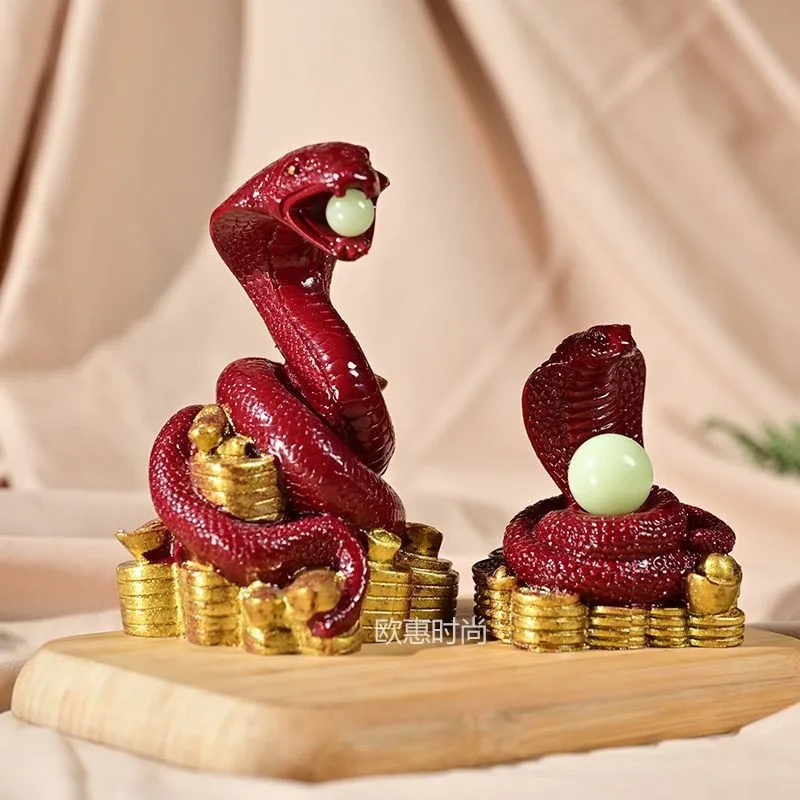 Cinnabar purple golden sand snake ornament twelve zodiac ornament living room golden snake Xianrui decorative crafts