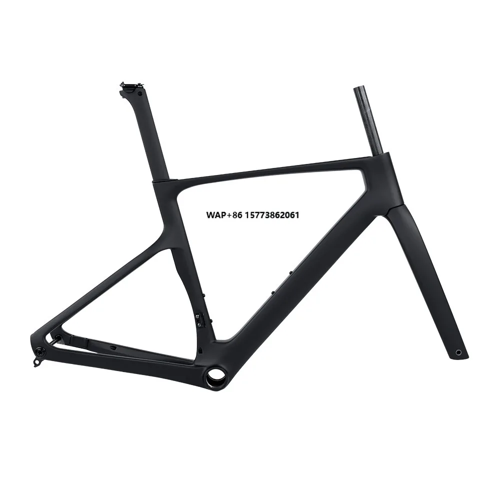 

R18 700C Thru Axle Road Bike Frame Carbon Fiber Single Speed with Disc Brake Internal Cable Routing Wind Breaking Racing Bike