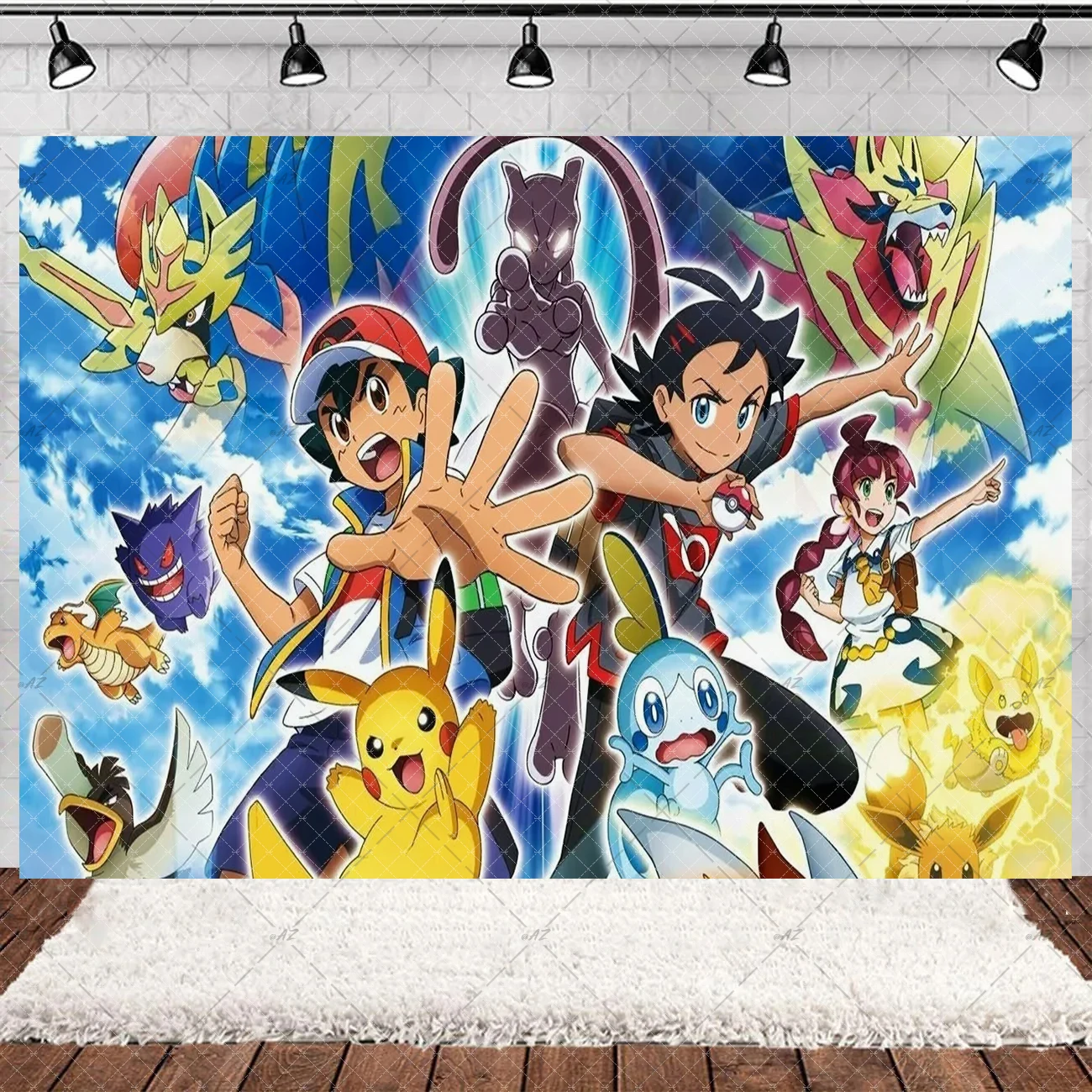 Pokémon Pikachu Pocket Monster Hintergrund, Geburtstagsparty-Dekoration, Hintergrundzubehör, Raum-Fotostudio-Requisiten, Banner, Kindergeschenke – Detail 2