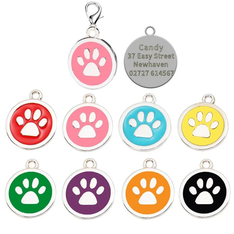 Customized metal identification plate for dogs and cats lettering of dog tag anti loss pet name owner number