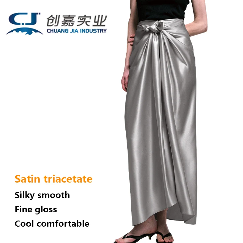 

Satin Triacetate Women's Skirt Outdoor Leisure Holiday Party Long White Skirt Silky Smooth Temperament Generous Women's Dress