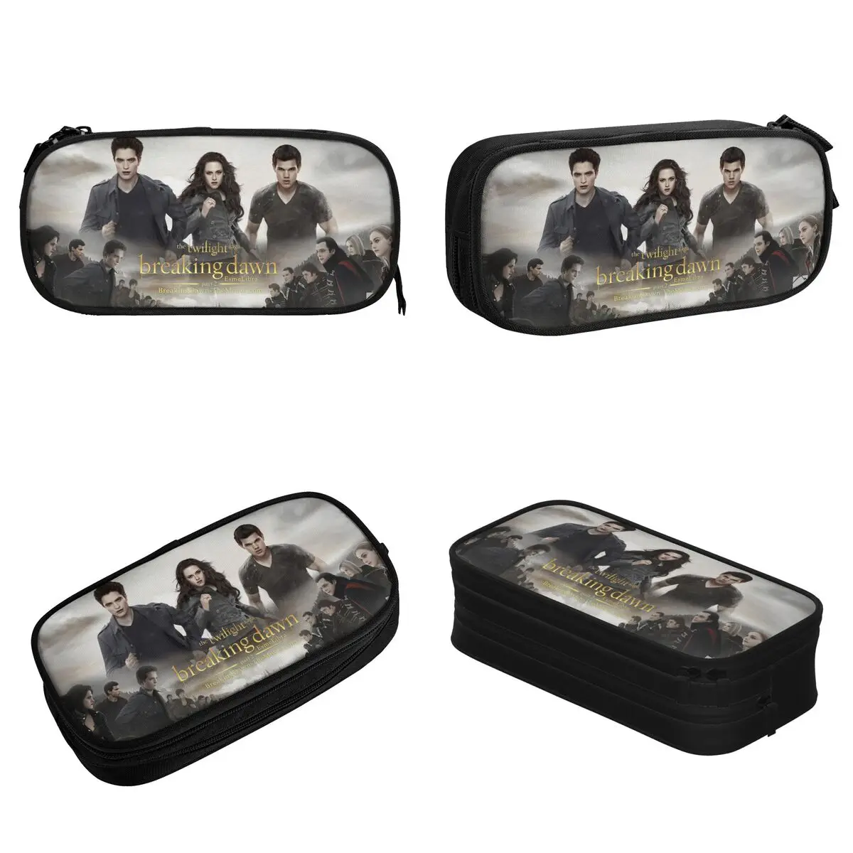 The Twilight Saga Breaking Dawn Pencil Case Edward Bella Jacob Black Pen Box Bags Student Large Storage Cosmetic Pencil Pouch