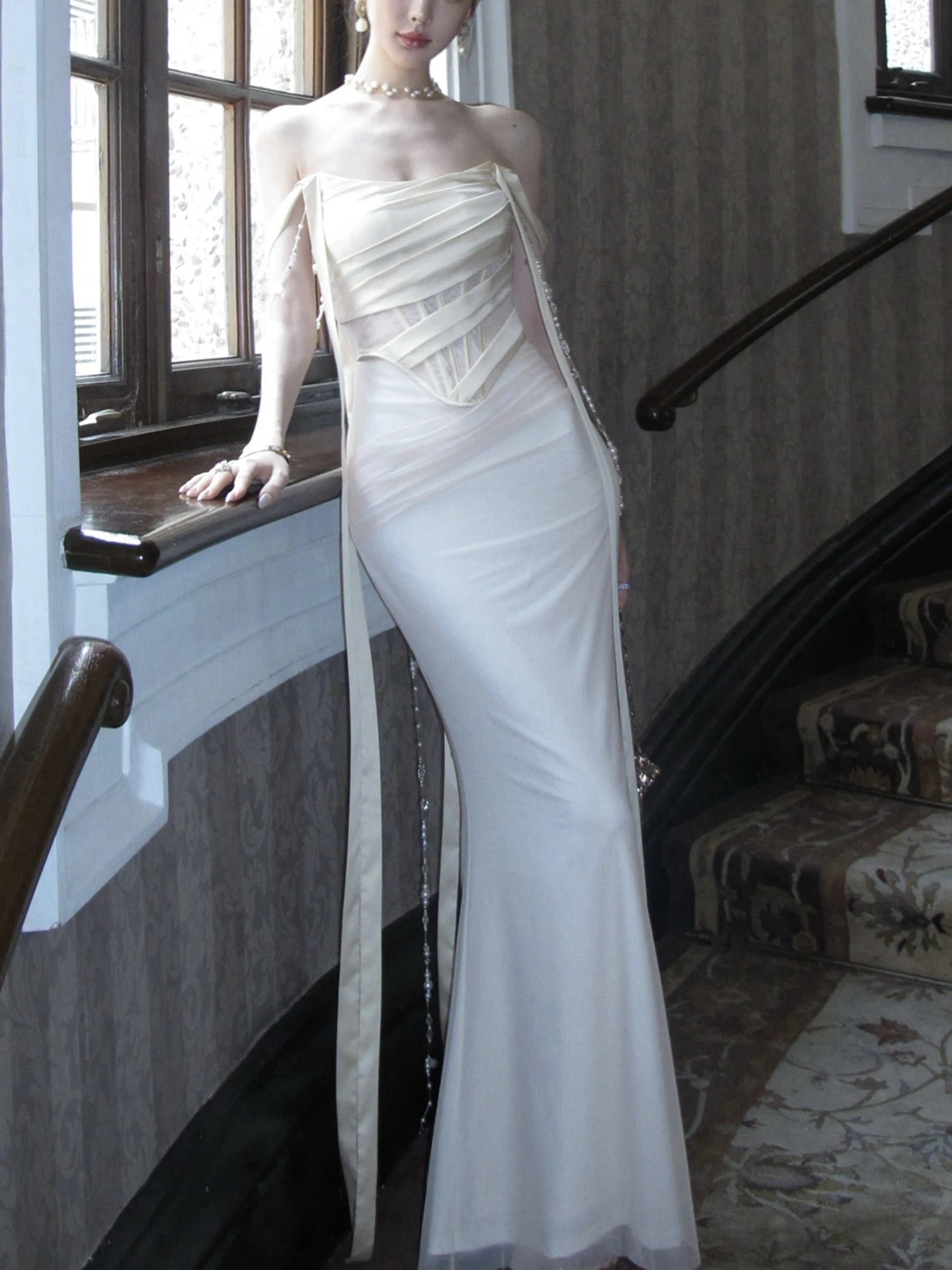 

Ele сексуальное вечернее свадебное платье-бандо с юбкой трапециевидной формы с высокой талией, длинное летнее торжественное бальное платье, подарок на день рождения, выбор