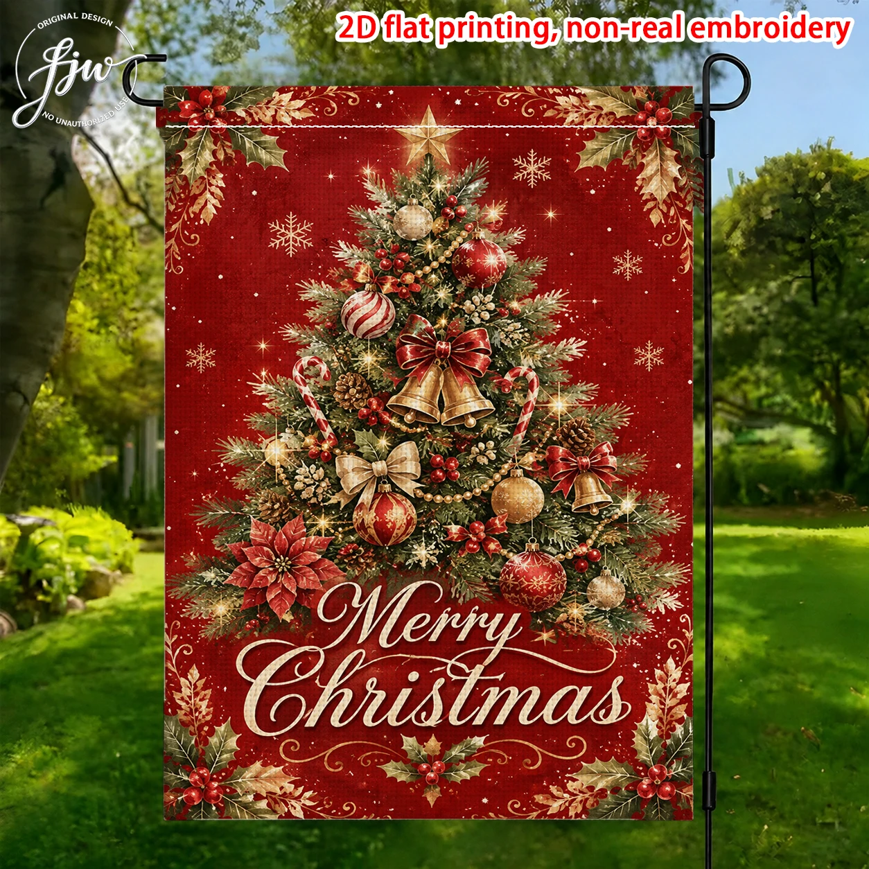 1pc Vintage Christmas Garden Flags  Winter Holiday Outdoor Yard Decorative Flags for Seasonal Welcome