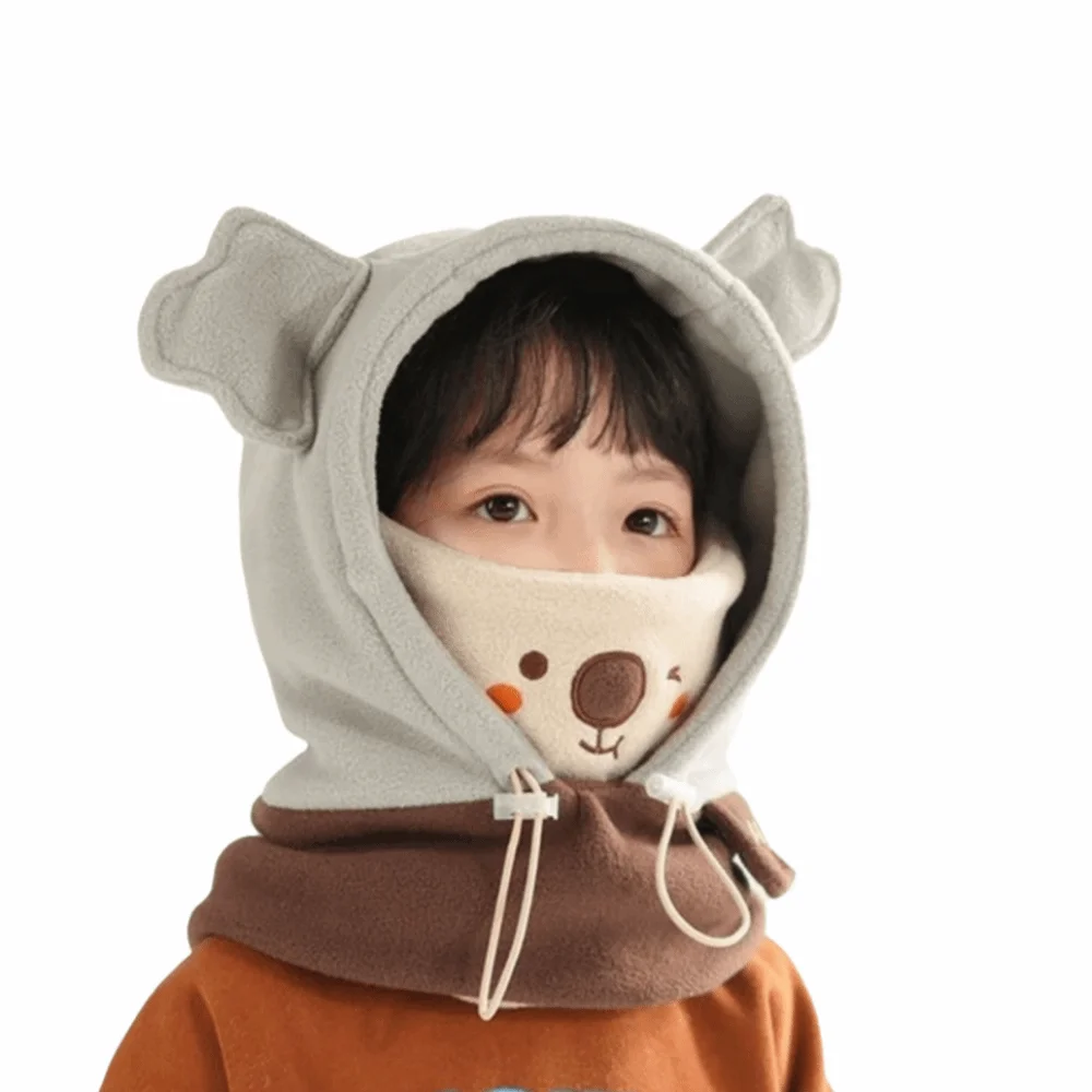 

Fashion 3 in 1 Cute Winter Hats Soft Mask&Scarf One-piece Hats Windproof Neck Protection Cartoon Balaclava Hat Cold Weather