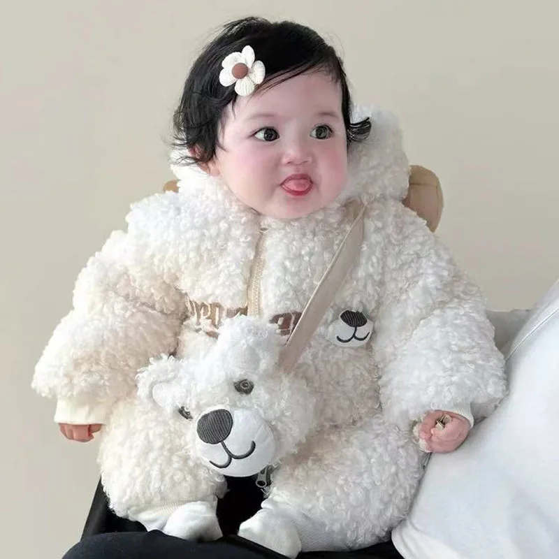 ملابس شتوية للأطفال الأولاد والبنات من IYEAL، بدلة أطفال لطيفة للغاية، ملابس خارجية شتوية سميكة، ملابس خارجية من الصوف اللطيف والدافئ