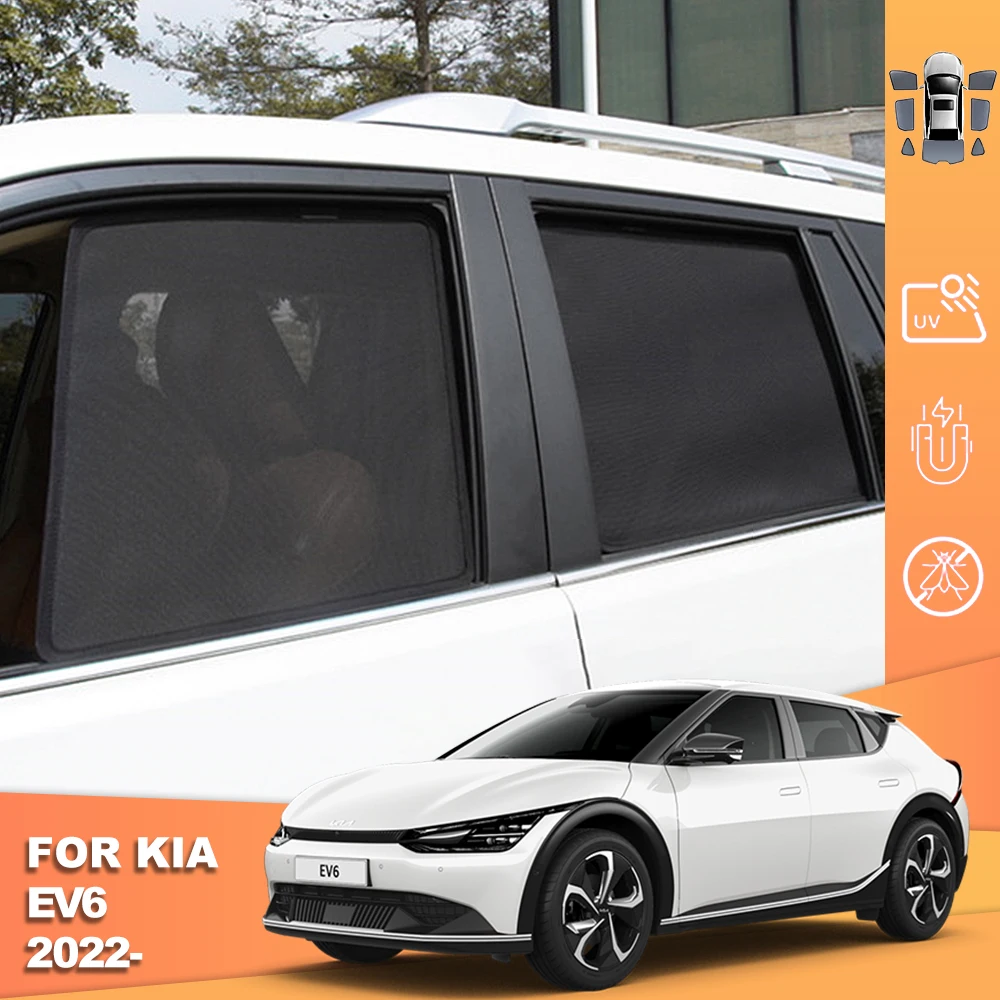 For Kia EV6 CV 2021 2022 2023 2024 Magnetic Car Sunshade Shield Front Windshield Curtain Rear Side Baby Window Sun Shade Visor