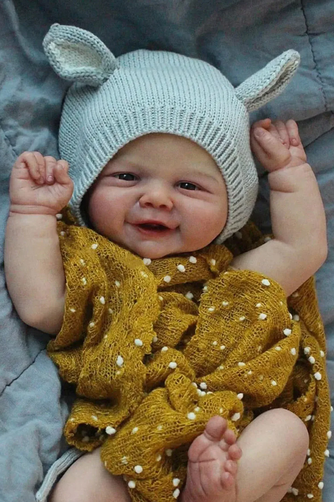 

Vivienne Soft Cotton Body Reborn Doll 19inch Lifelike Newborn Multiple Layers Painting 3D Skin Visible Veins Hand Painted Hair