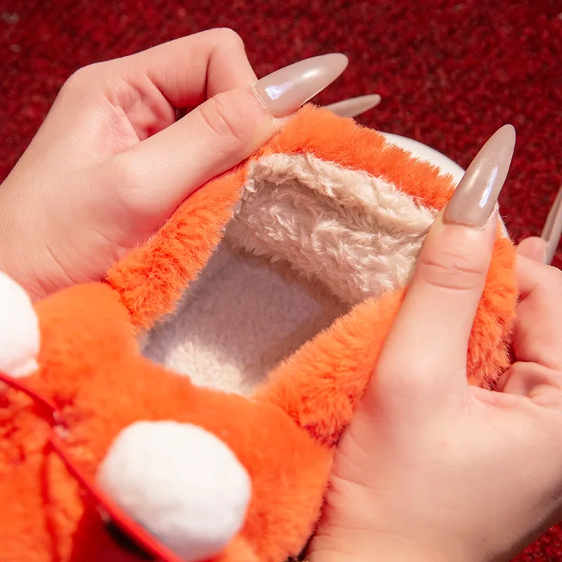 شبشب كراب نسائي شتوي - صوف صناعي مبطن دافئ، كعب مغلق، نمط جديد، شبشب رقيق مريح للمنزل الداخلي