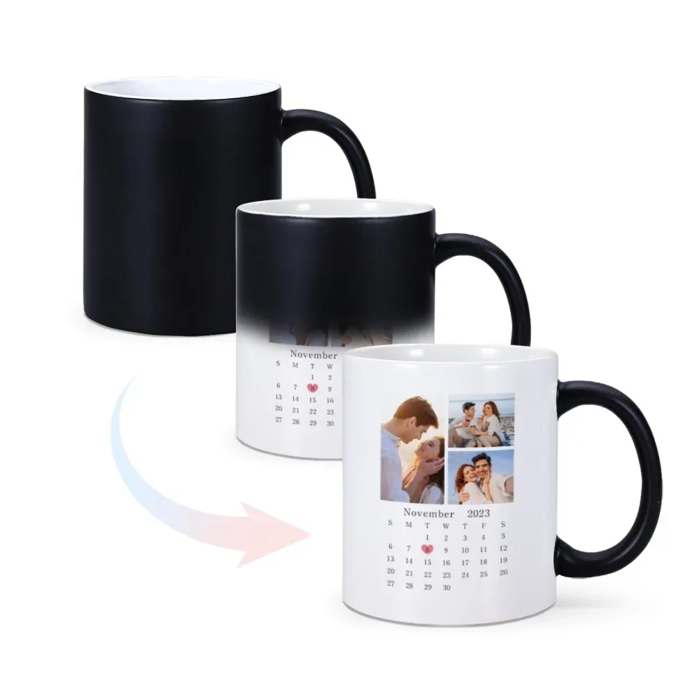 Custom Photo Magic Mugs Cup Calendar Coffee Mug for Lover Wife Husband Couple Mom Dad Papa Tea Coffeeware Valentines Gifts Idea