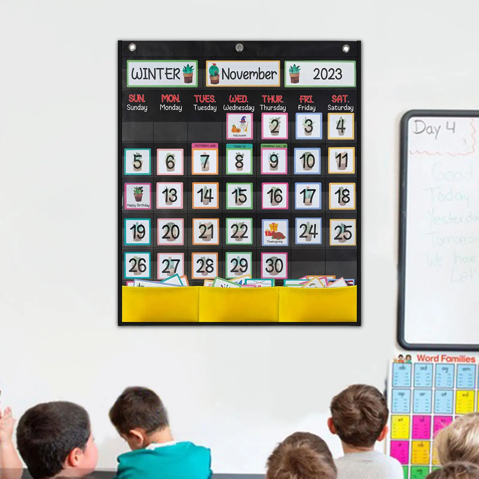 Kalender-Taschendiagramm, Festival-Klassenzimmer, organisierte Diagramm für Zuhause im Vorschulalter