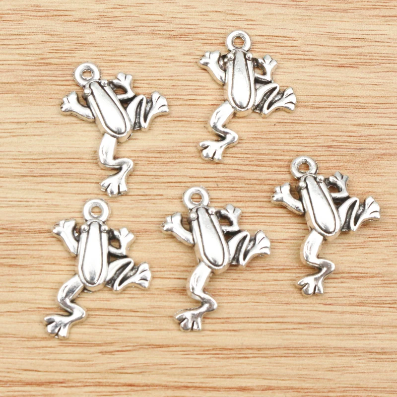 15pcs 23x18mm Antique Silver Plated Frog Handmade Charms Pendant:DIY for bracelet necklace