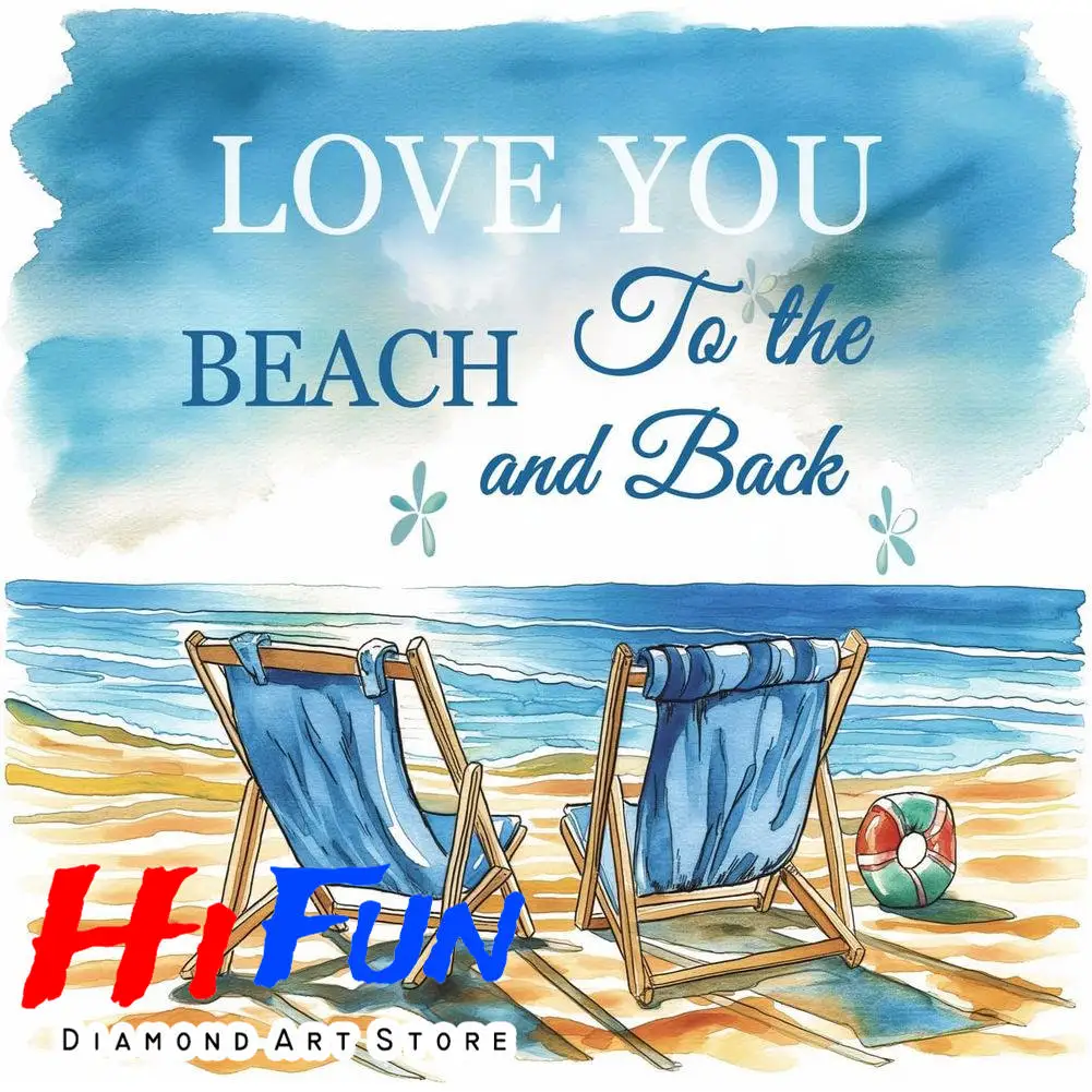 

Love You To The Beach and Back Diamond Painting Diamond Art Coastal Wall Art for Beach House, Nursery or Gift for Loved One
