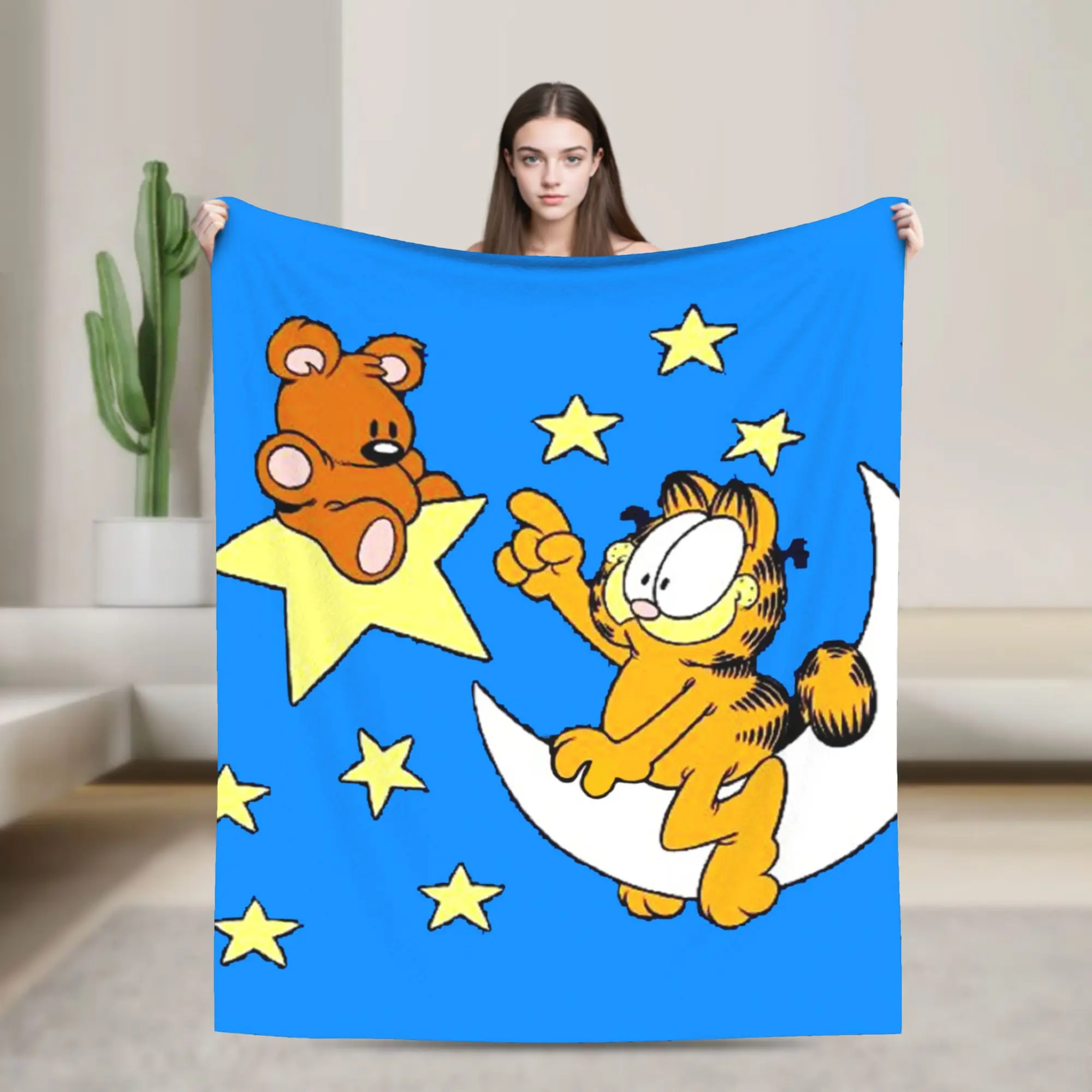 بطانيات Garfields Bear Pooky مضحكة ميمي كات كارتون الفانيلا مضحك تنفس رمي البطانيات لصالة الفراش الخريف/الشتاء ، #1