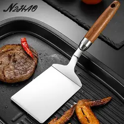 1PC Stainless Steel Steak Spatula Pancake Scraper Turner Grill Beef Fried Pizza Shovel With Wood Handle Kitchen BBQ Tools