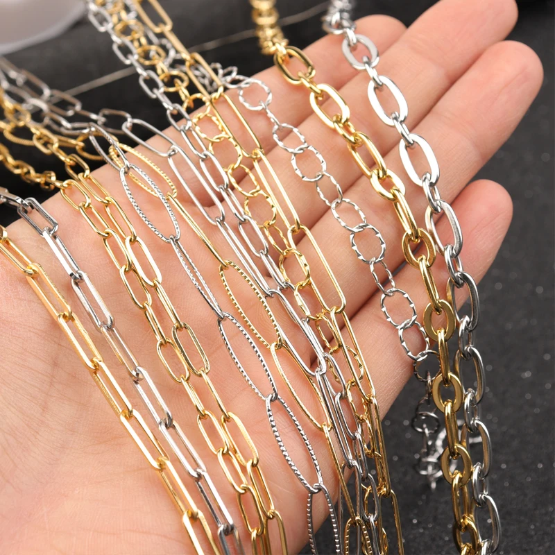 1 متر/وحدة الفولاذ المقاوم للصدأ الكوبية سلاسل للرجال النساء قلادة سوار DIY بها بنفسك الشرير نمط مجوهرات سلاسل الملابس الديكور سلاسل #6