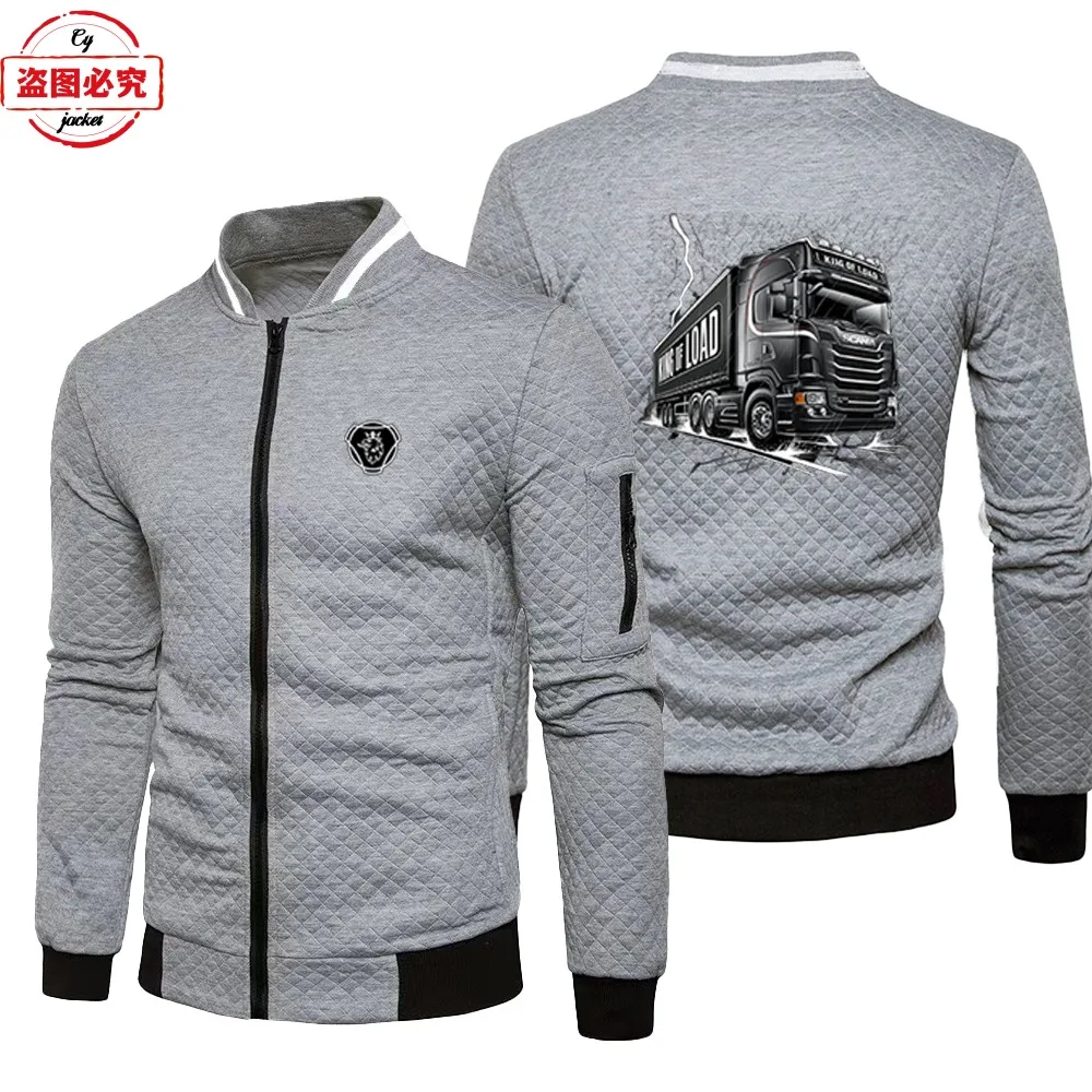 

EU Size Heavy-duty Truck Logo Printed Jacket Scania Men's Top Casual Stand Collar Zipper Jacket Team Uniform Workwear