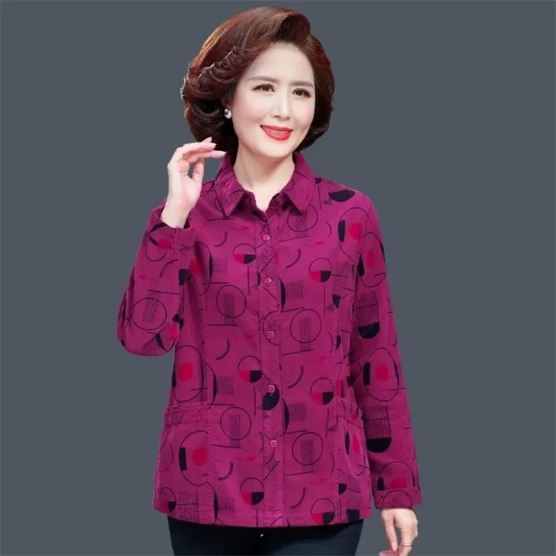 Spring Autumn Lady High-end Tops Jacket Korean Femme Large Size 5XL Coat Middle Aged Mother Fashion Printing Loose Outwear