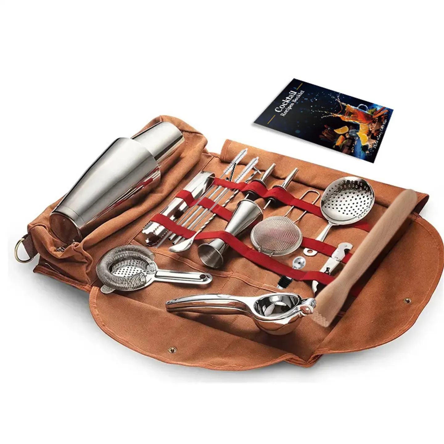 Bartender Kit Bar Bartending Canvas Tool Portable Storage Bag Including Utensils