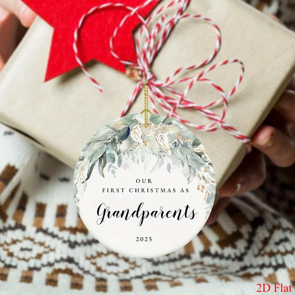 

2D flat 1 piece of 8* 8-inch round crystal, grandparents' decoration 2025, our first Christmas as grandparents 2025