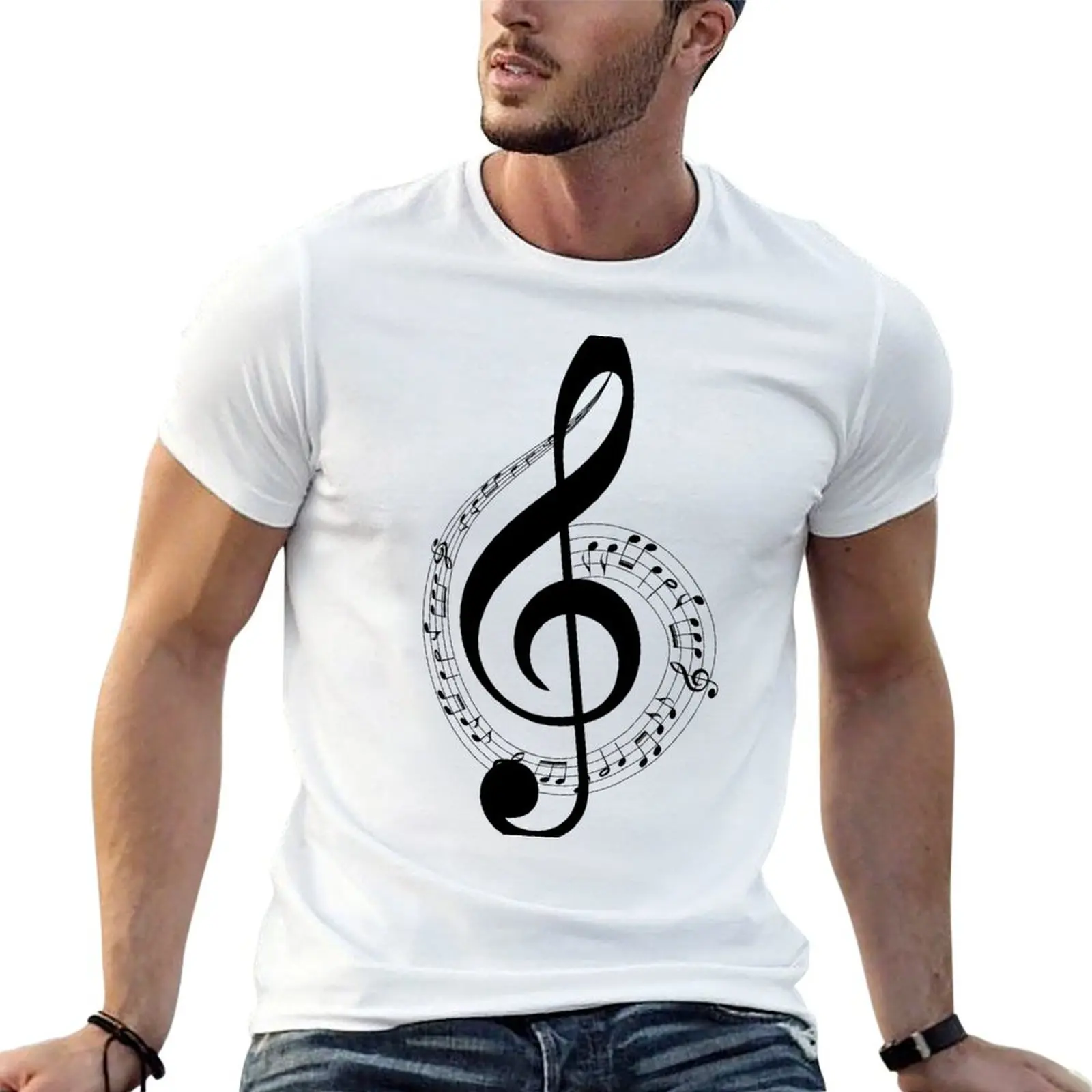 Treble Clef Spiral T-Shirt Summer Sports Quick Dry T-Shirt