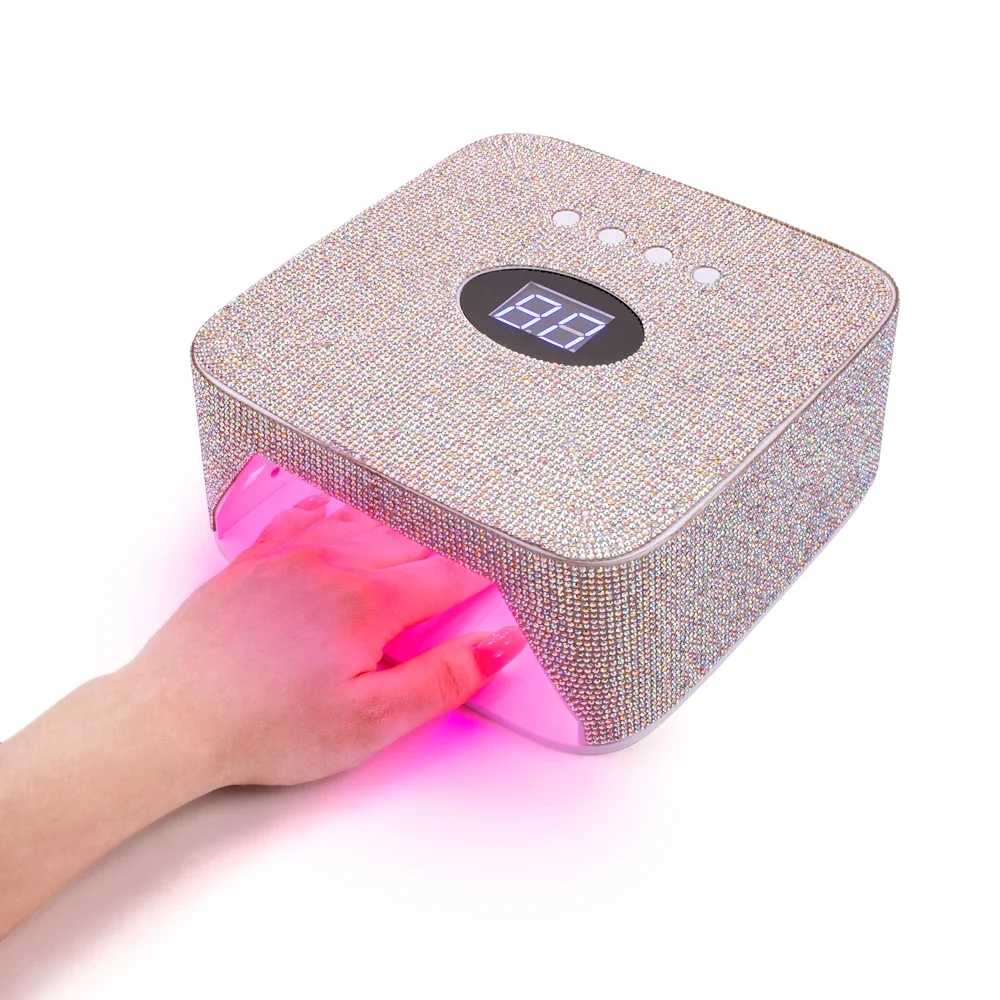 99% girls are looking for this Beautiful Bling Rhinestones Diamond 48W Cordless Gel UV LED Nail lamp machine