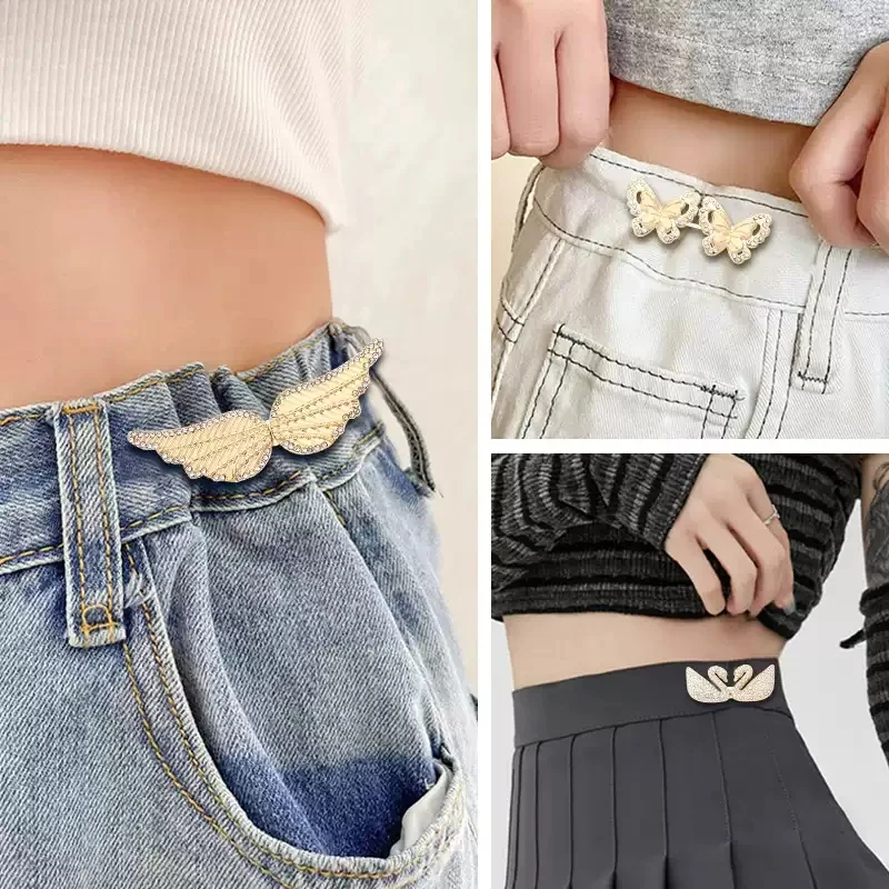 

Adjustable Jeans Button Clips Snap Buckle Waist Tightener Butterfly Pin Snap Button Clothing Supplies for Pants And Skirts
