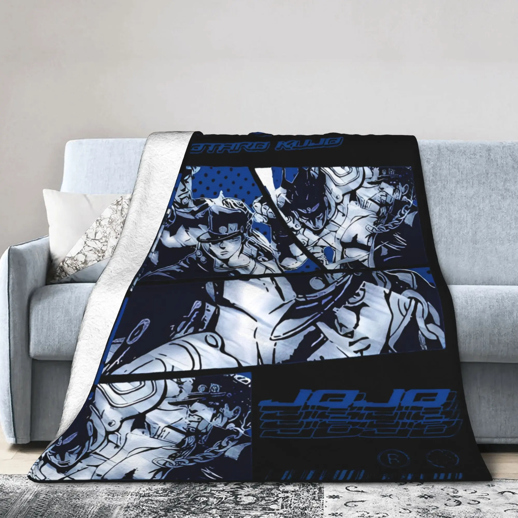 JoJo's Bizarre Adventure Jotaro Kujo Blankets JJBA Anime Fuzzy Funny Warm Throw Blankets for Coverlet Spring Autumn Couch