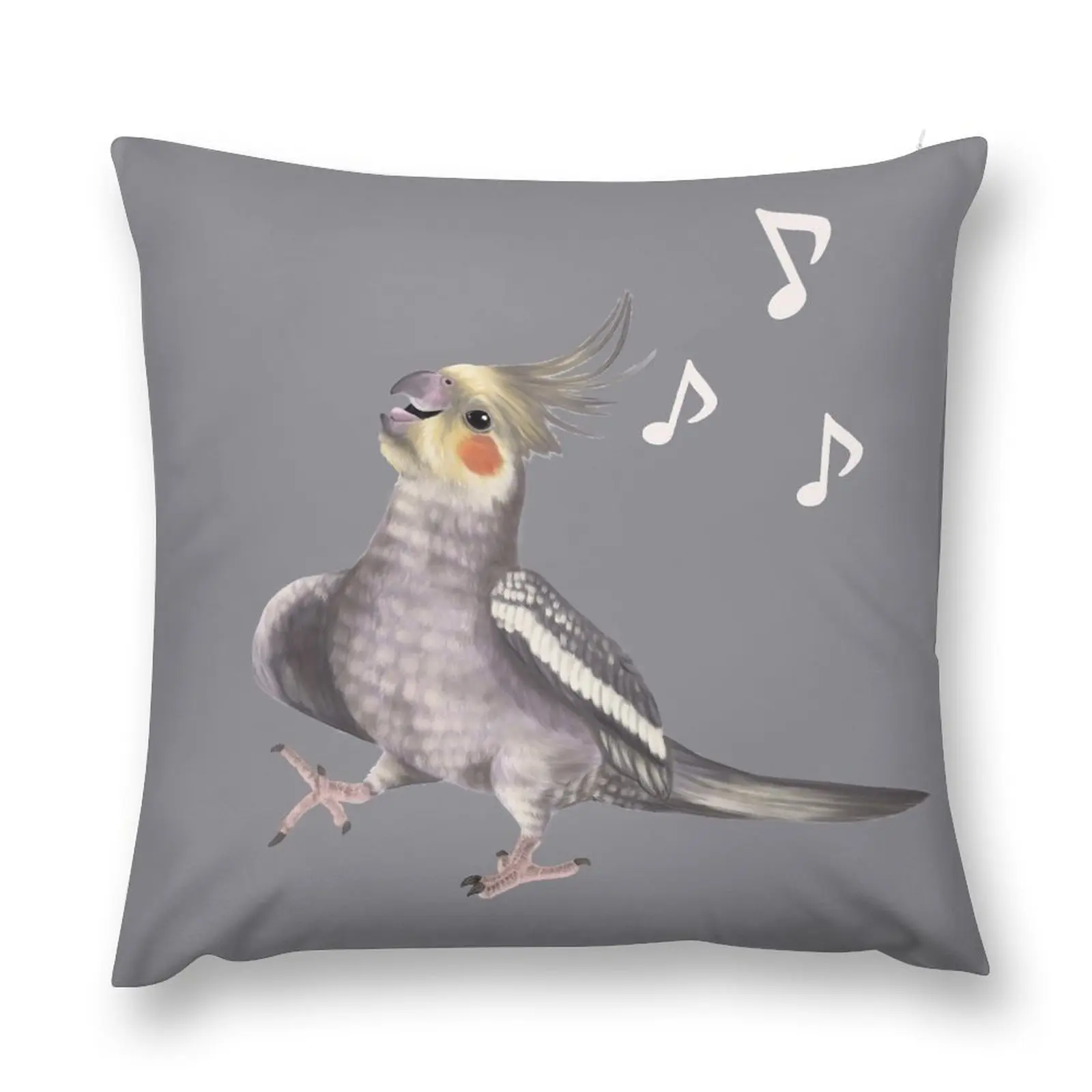 

Singing Cockatiel - happy bird with music notes Throw Pillow Pillowcase Cushion Covers For Living Room Cushion Child