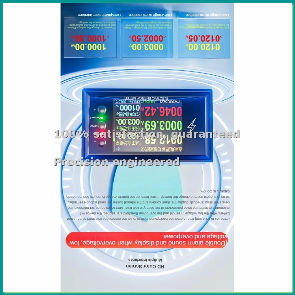 

Измеритель напряжения и тока постоянного тока 0-420В 200А с Wi-Fi, 2-в-1, цифровой дисплей, тестер батарей/источников питания - ABFT
