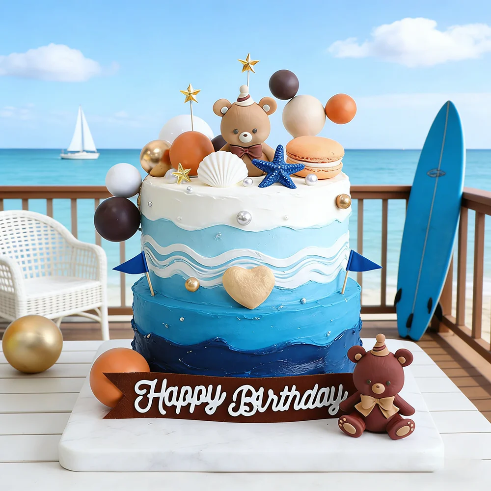 Bären-Kuchendekoration Geburtstagstorten-Deko Gummi-Bärenfiguren Schaumstoffbälle Cupcake-Topper Babyparty Bären-Themenparty