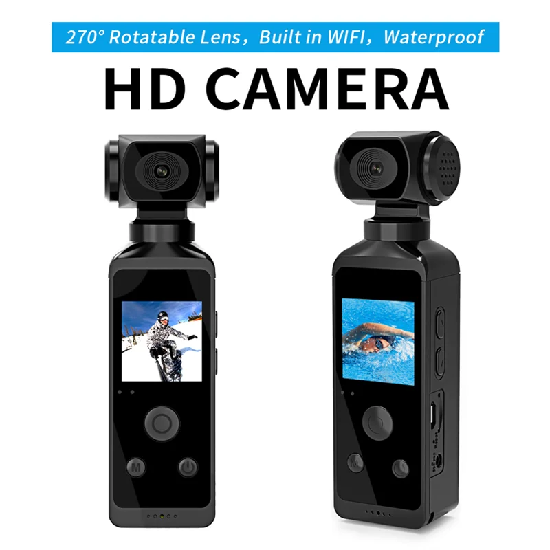 

4K Pocket Action Camera HD LCD Screen 270° Rotatable Wifi Mini Sports Camera With Waterproof Case For Travel