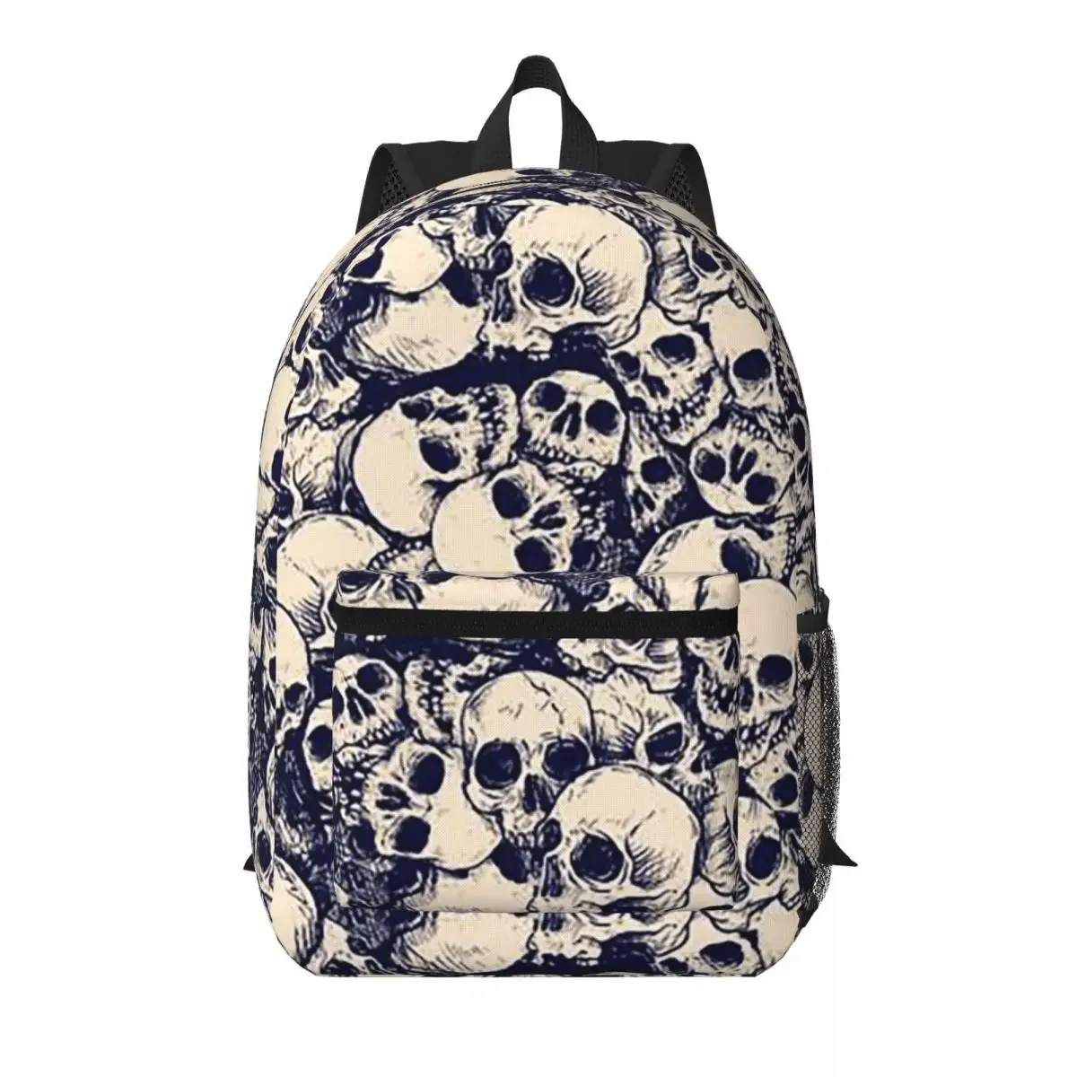 White Human Skull Sketching Art Student Backpack School Bag Hiking Travel Daypack for Boys Girls Bookbag Shoulder Bags