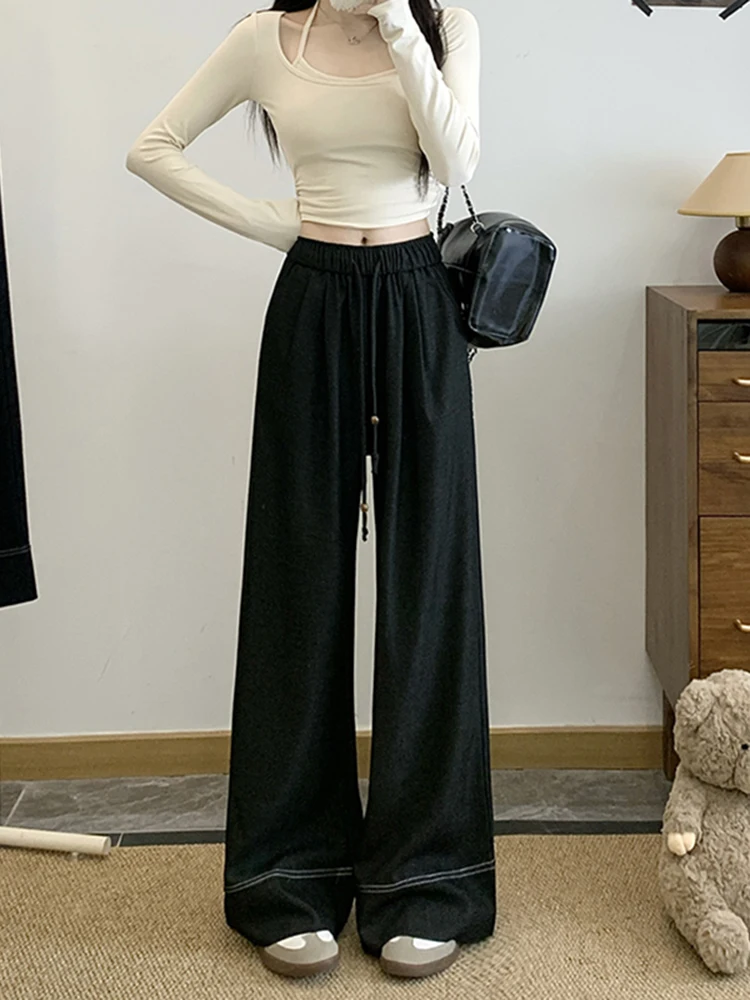 Pantaloni a Vita Alta e Gamba Larga Snellenti da Donna, Taglio Dritto Casual, Tinta Unita, Alla Moda, Autunno 2025, Nuovi, Versatili e Confortevoli...