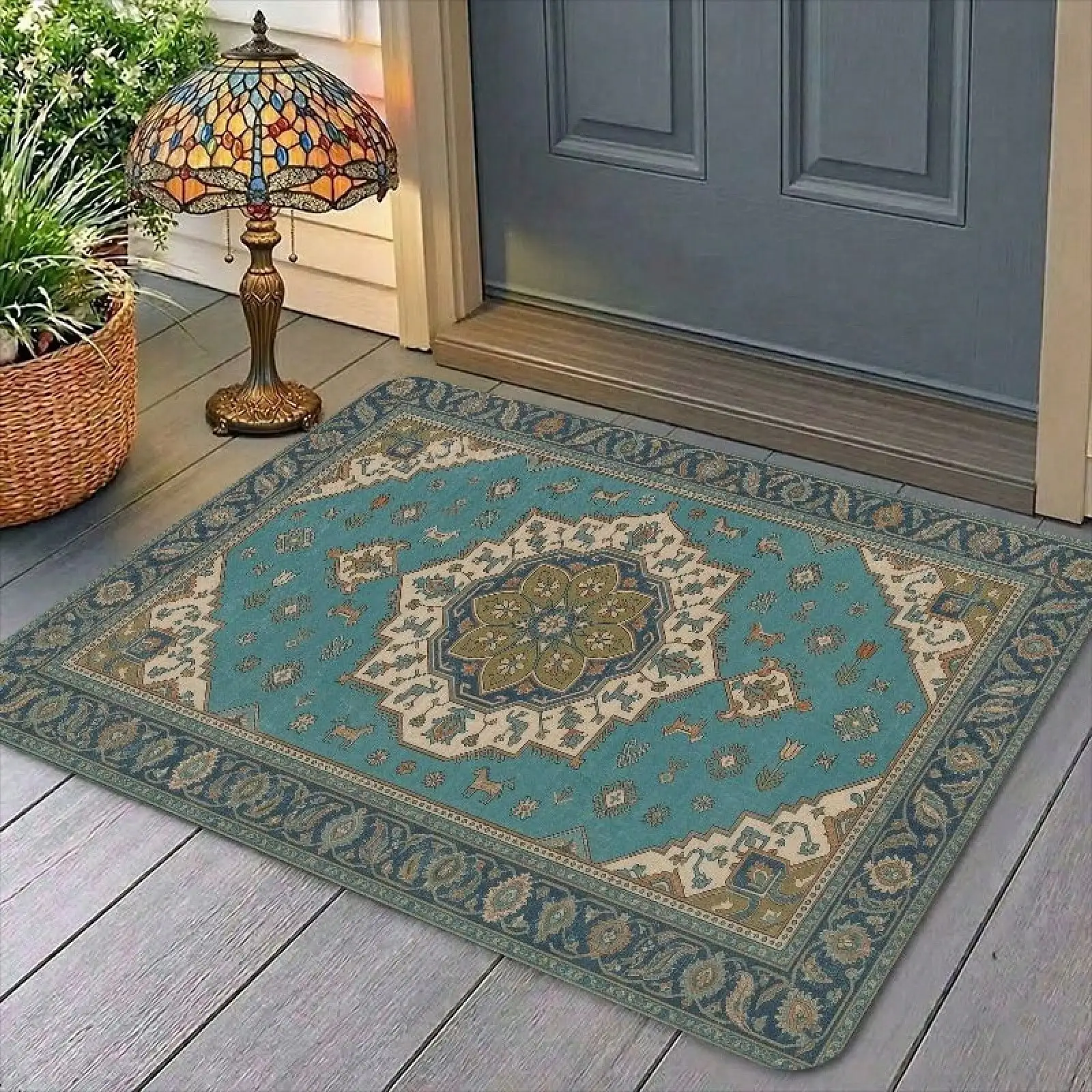 1 Piece Traditional Pattern Doormat Made Of Flannel, Thick Plush Material, Suitable For Bathroom, Kitchen, Toilet, Bedroom, Indoor And Outdoor Use, Farmhouse