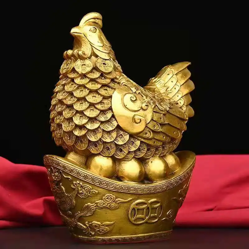 Figura de Gallo de Cobre Puro de Alta Gama, Adorno Decorativo para el Hogar, Sala de Estar, Artesanía, Exhibición, Gallo de Cobre Bijia