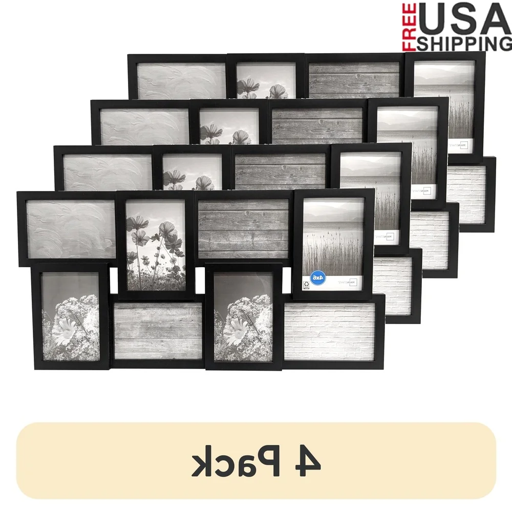 

8-открывающаяся фоторамка для коллажа, 4x6, настенное крепление, черный держатель для дисплея, декор для дома и офиса