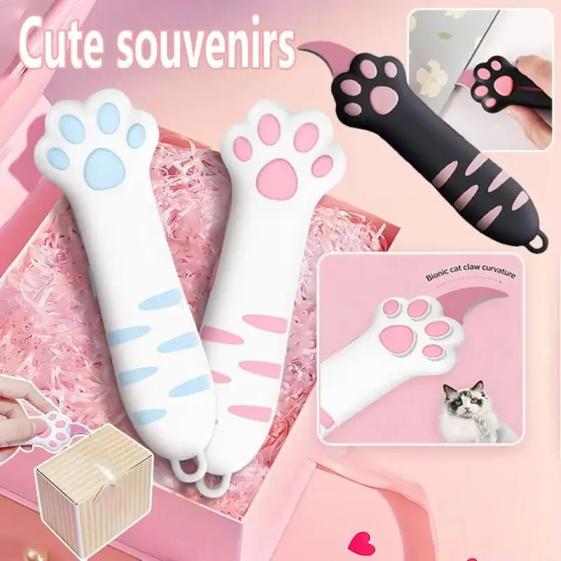 1Pc Cute Cat Grab Telescopic Utility Knife Portable Sharp Box Cutter Handmade Paper Cutting Tool Girl Mini Packaging Opener