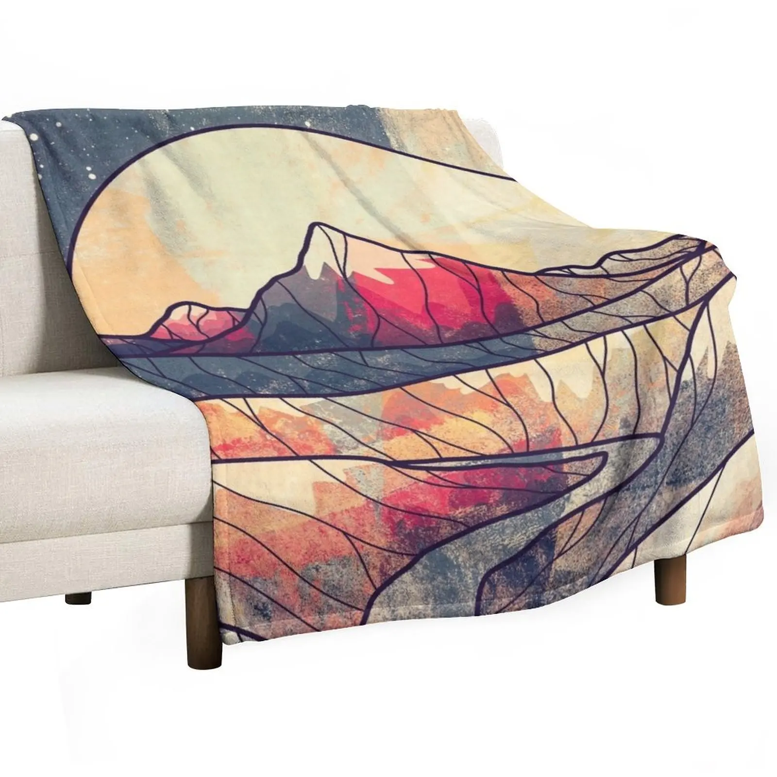 

Retro river mountains Throw Blanket Tourist Winter beds Beautifuls Blankets