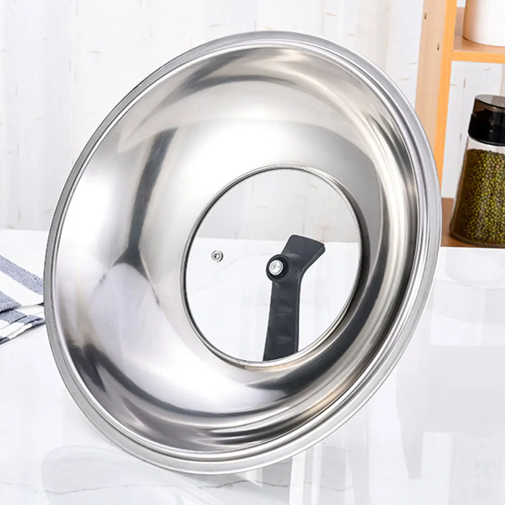 

Universal Glass Pot Cover Heat Resistant Round Stainless Steel Pan Lid Visible Cooking Pot Lid Multi-Function Kitchen Cookware